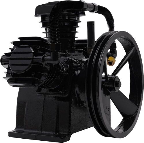  5 HP 3 Cylinder Replacement Air Compressor Head Pump 3KW Aluminum Oil Lubricated Pump with Flywheel, 10-12 CFM Max  - Lot 92
