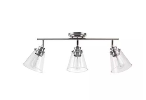 Globe Electric Jackson 2 ft. 3-Light Brushed Nickel Fixed Track Lighting Kit with Clear Glass Shades - Lot 406