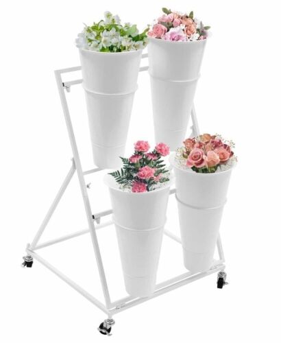 2-tier Flower Display Stand with 4 Buckets - Lot 490