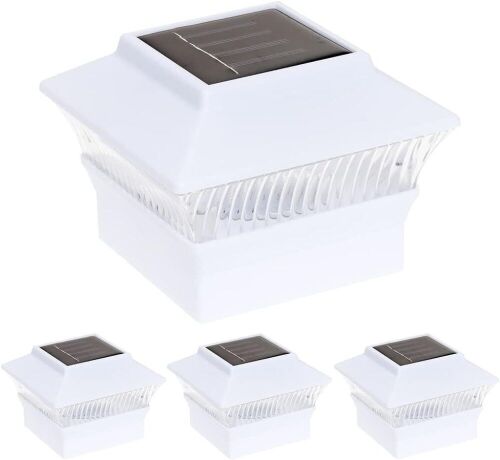 GreenLighting 4 Pack Standard #1 Fence Post Cap Solar Powered Outdoor LED Lights for 4x4 PVC/Vinyl Posts  - Lot 369