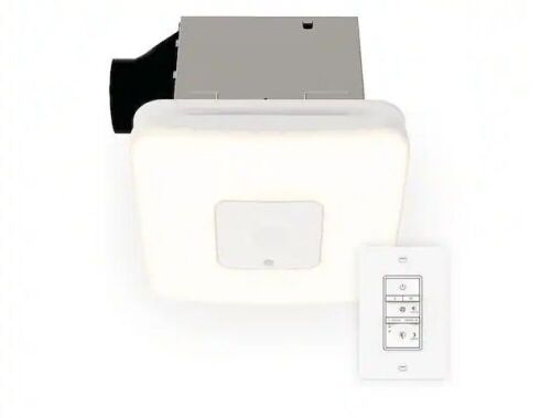 Commercial Electric 80 /110 CFM Ceiling Mount Room Side Installation Smart Bathroom Exhaust Fan and Bluetooth Speaker Powered by Hubspace - Lot 152