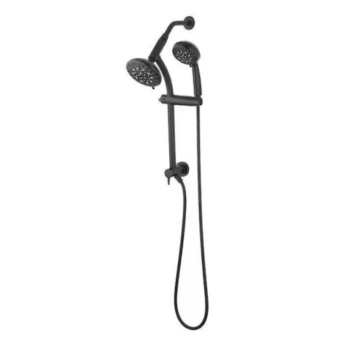 Glacier Bay 6-Spray Wall Bar Raincan Showerhead with 6-Spray Handshower in Matte Black - Lot 157