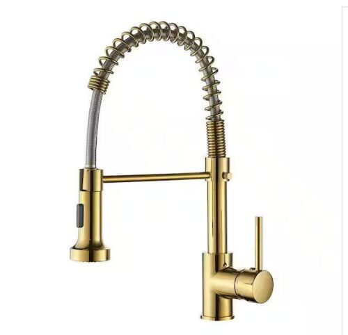 Single Handle Pull Down Sprayer Kitchen Faucet with Advanced Spray in Brushed Gold - Lot 159