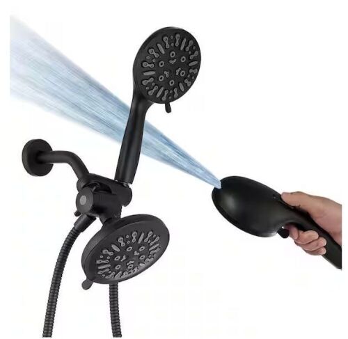 BWE No Handle 9-Spray Wall Mount Handheld Shower Head Shower Faucet 1.8 GPM with Adjustable Heads in. Matte Black - Lot 258