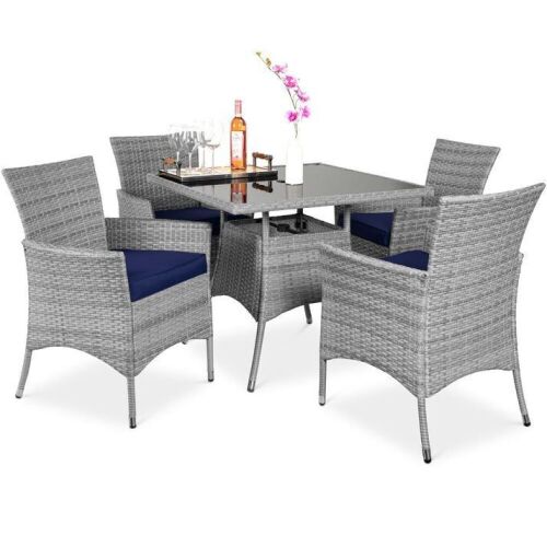 5-Piece Wicker Patio Dining Table Set w/ 4 Chairs - Lot 13