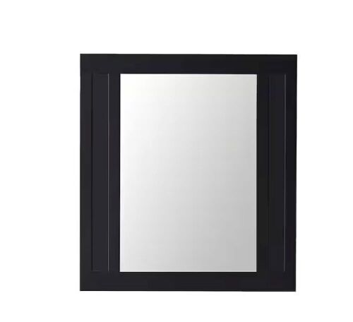 Home Decorators Collection Aberdeen 33 in. W x 36 in. H Rectangular Framed Wall Bathroom Vanity Mirror in Black - Lot 118