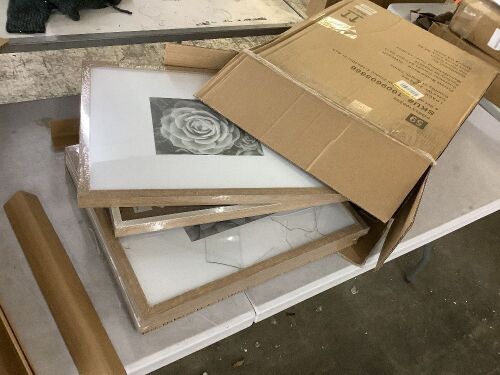 StyleWell 16" x 20" Matted to 8" x 10" Ash Gallery Wall Picture Frame, Set of 4 - 1 Frame Broken Glass - Lot 307