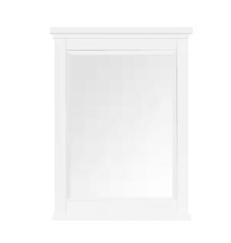 Home Decorators Collection Merryfield 24 in. W x 32 in. H Rectangular Wood Framed Wall Mirror in White - Lot 220