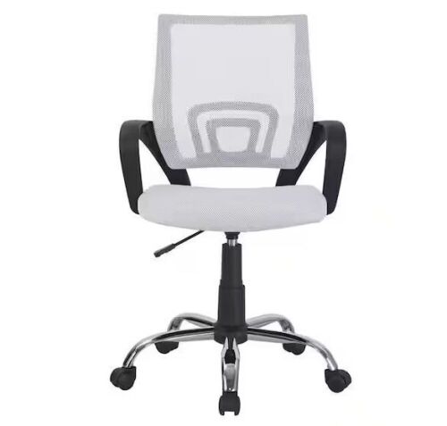 White Height Adjustable Executive Office Mesh Mid-Back Swivel Chair with Armrest, Lumbar Support - Lot 124