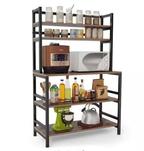 TRIBESIGNS Bachel Rustic Brown Bakers Rack with 5-Tier Shelf - Lot 77
