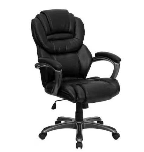 Flash Furniture Stella High Back Faux Leather Swivel Ergonomic Executive Chair in Black with Arms - Lot 304