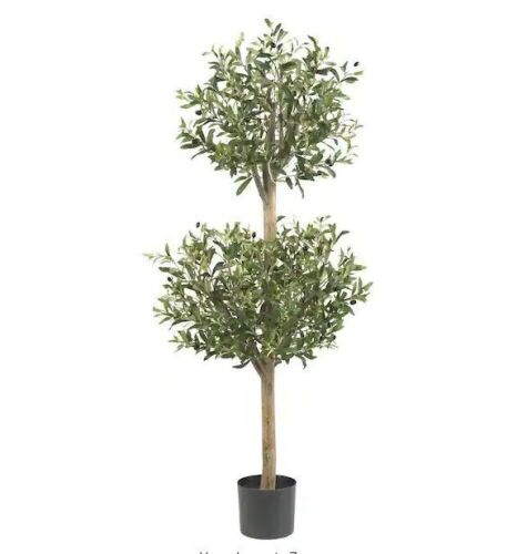 Nearly Natural 4.5 ft. Artificial Green Olive Double Topiary Silk Tree - Lot 425