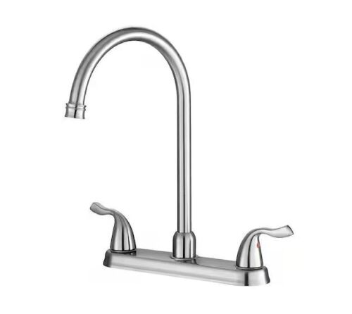 Double Handle Deck Mount Standard Kitchen Faucet in Brushed Nickel - Lot 338