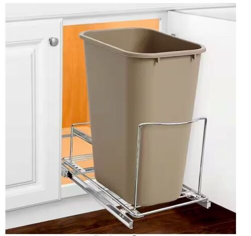 LYNK PROFESSIONAL Cabinet Slide Out Organizer Adjustable Shelf for Trash Cans - Chrome - Lot 650