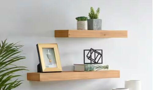 StyleWell Modern Wood Floating Wall Shelves, Set of 2, 26 in. W x 2 in. H & 20 in. W x 2 in. H - Lot 750