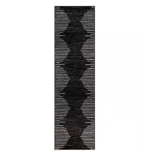 World Rug Gallery Bohemian Stripe 2'x7' Black Runner Rug - Lot 313