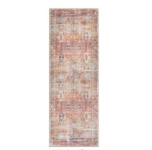 World Rug Gallery Amber Multi 2 ft. 6 in. x 7 ft. Transitional Distressed Machine Washable Non Slip Runner Rug - Lot 314