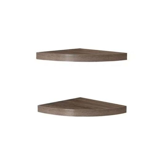 DANYA B 11.5 in. x 11.5 in. Rustic Weathered Oak Corner Radial Shelves, Set of 2 - Lot 851