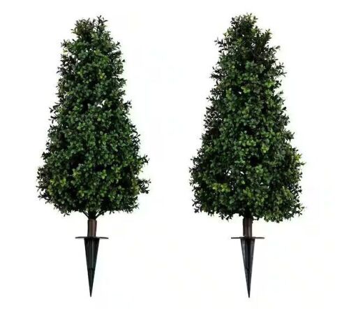 Nearly Natural 3 ft. UV Resistant Artificial Boxwood Plant with Integrated Ground Stake, Set of 2 - Lot 853