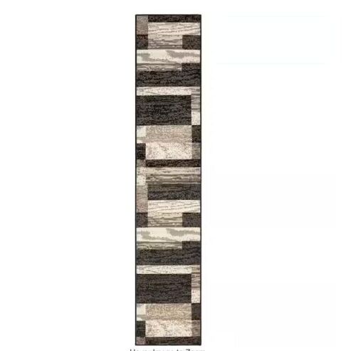 SUPERIOR Rockwood Chocolate 2 ft. x 11 ft. Geometric Patchwork Polypropylene Area Rug - Lot 315