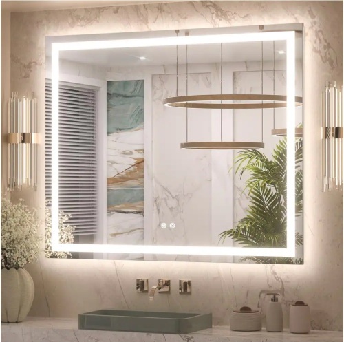 42 in. W x 36 in. H Rectangular Frameless with Frontlit & Backlit Anti-Fog LED Mirror - Lot 12