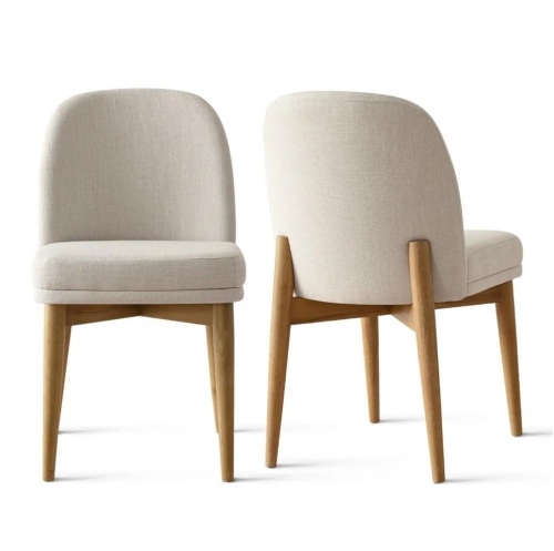 Laoties Set of 2 Beige Linen Upholstered Parson Chair - Lot 50