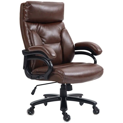 Missoing Screwa - Vinsetto 400 lbs. Big and Tall High Back Leather Adjustable Height Ergonomic Executive Office Chair in Brown with Arms - Lot 248