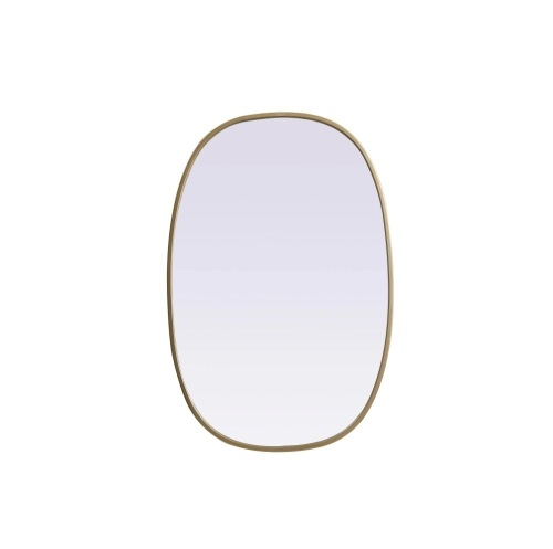 Simply Living 20 in. W x 30 in. H Oval Metal Framed Brass Mirror - Lot 127