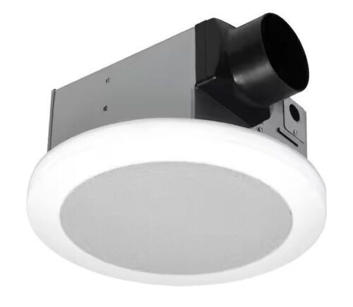 Commercial Electric 110 CFM 1.5 Sones Ceiling Bathroom Exhaust Fan with Bluetooth Speaker and Adjustable CCT LED Lights and Night Light - Lot 319