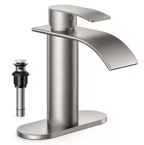 FORIOUS Single-Handle 1 or 3 Hole Waterfall Bathroom Faucet Bathroom Sink Faucet Matte Black - Lot 322