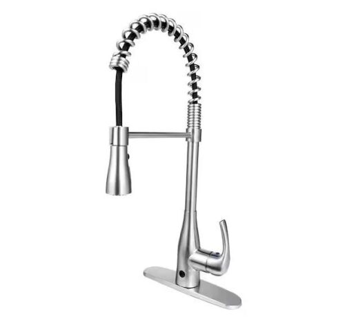 FLOW Motion Activated Single-Handle Pull-Down Spring Neck Sprayer Kitchen Faucet in Brushed Nickel - Lot 327