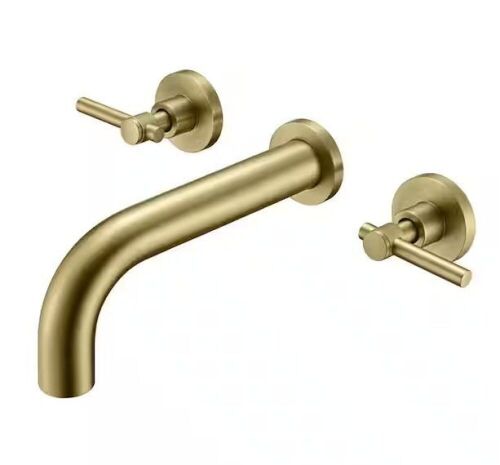 SUMERAIN Contemporary Double Handle Wall Mount Roman Tub Faucet with Rough in Valve in Brushed Gold - Lot 328