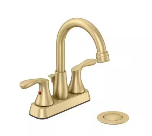 Glacier Bay Deveral 4 in. Centerset 2-Handle High-Arc Bathroom Faucet in Matte Gold - Lot 547