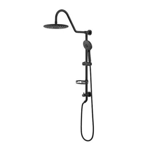 Flynama Wall Bar Shower Kit 1-Spray 7.85 in. Round Rain Shower Faucet Shower Head with Hand Shower 2 GPM in Oil-Rubbed Bronze - Lot 425