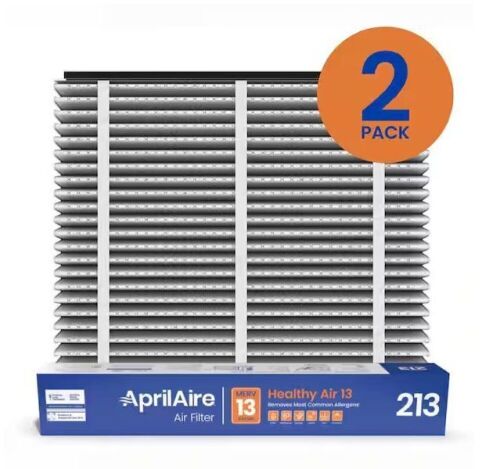 AprilAire 213 20 in. x 25 in. x 4 in. MERV 13 FPR 12 Pleated Filter For Air Cleaner Models 1210/1620/2210/2216/3210/4200 (2-Pack) - Lot 435