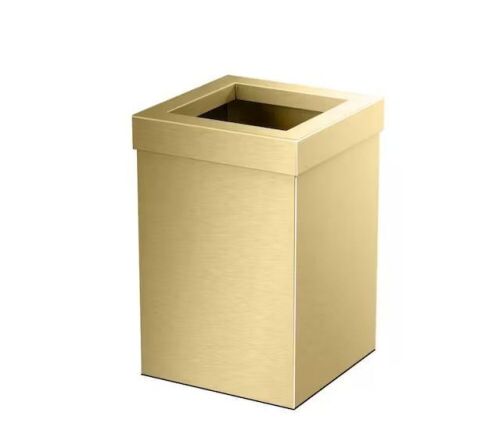 Gatco Modern Waste Can Square in Brushed Brass 11.8" x 8"  - Lot 438
