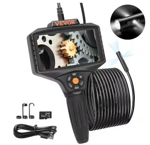 VEVOR Triple Lens Endoscope Inspection Camera 5 in. Screen Drain Snake Camera Borescope with 16.5 ft. Cable for Auto Plumbing - Lot 502