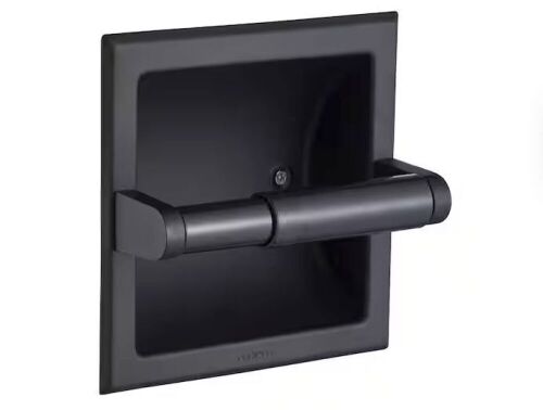 FORIOUS Bathroom Recessed Toilet Paper Holder Wall Mount Rear Mounting Bracket Included Black in Bathroom - Lot 512