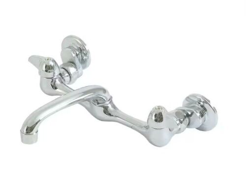 EZ-FLO 6 in. 2-Handle Wall-Mount Adjustable Commercial Utility Faucet in Chrome - Lot 515