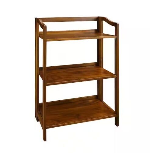 Casual Home 36 in. Warm Brown Wood 3-shelf Etagere Bookcase with Open Back - Lot 523