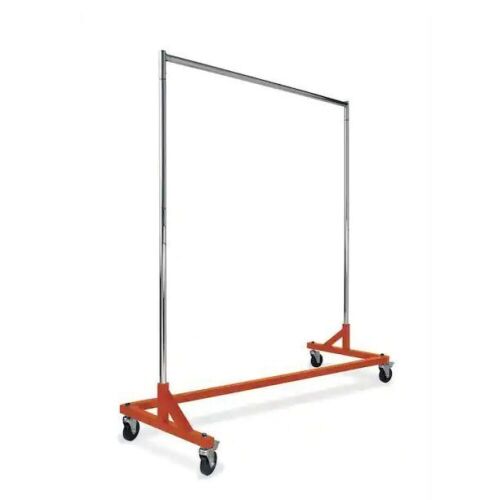 Econoco Chrome Steel Rolling Z-Rack 64 in. W x 70 in. H with Orange Base - Lot 525