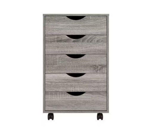 5-Drawer Gray Oak 26 in. H x 16 in. W x 16 in. D Wood Lateral File Cabinet - Lot 544