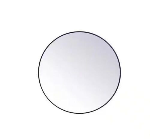 Black 20 in W x 20 in. H Round Metal Framed Wall Mirror - Lot 532