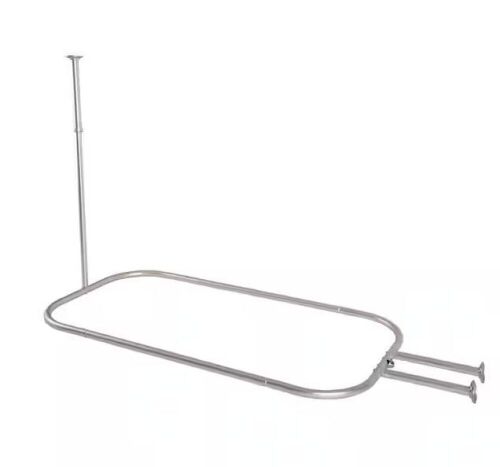 Utopia Alley 54 in. Extra-Large x 26 in. Rustproof Aluminum Hoop Shower Rod in Brushed Nickel with Ceiling Support for Clawfoot Tub - Lot 534
