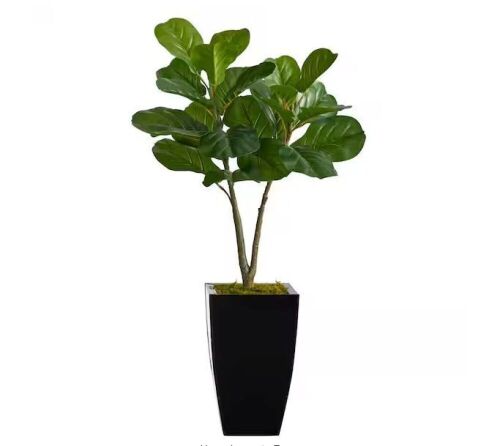 Nearly Natural 3ft. Fiddle Leaf Fig Artificial Tree in Black Metal Planter - Lot 200