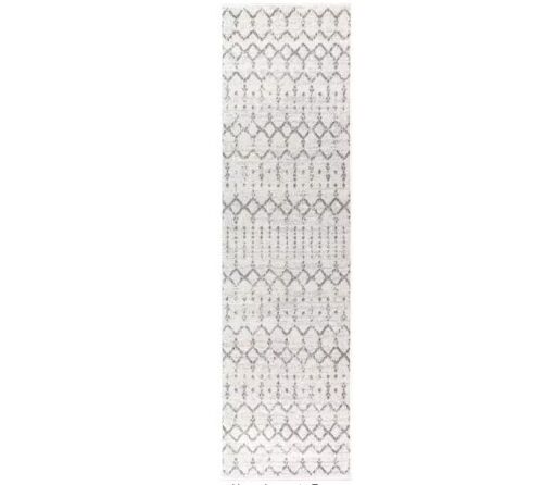 JONATHAN Y Moroccan HYPE Boho Vintage Diamond Cream/Gray 2 ft. 3 in. x 8 ft. Runner Rug - Lot 214