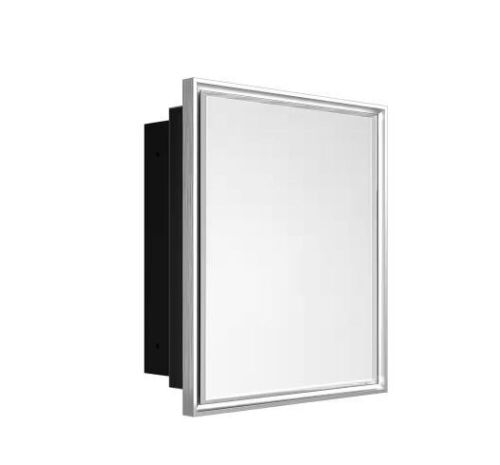 26 in. W x 30 in. H Rectangular Silver Aluminum Alloy Framed Recessed/Surface Mount Medicine Cabinet with Mirror - Small Dent in Frame - Lot 218