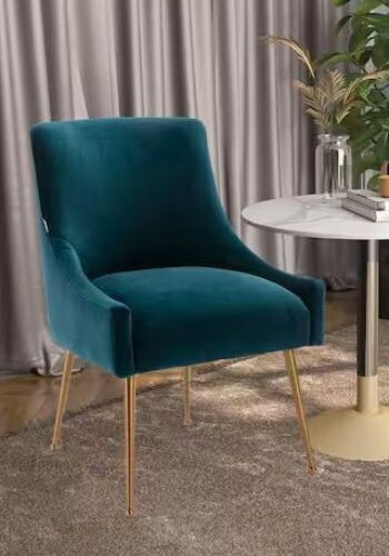 Boyel Living Light Green Velvet Dining Chair with Pulling Handle and Adjustable Foot Nails - Lot 705
