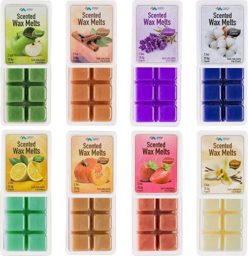  Mindful Design 8 Pack Scented Wax Melts, Apple, Cinnamon, Clean Cotton, Lavender, Pumpkin Spice, Sage Citrus, Strawberry, & Vanilla - Lot 631
