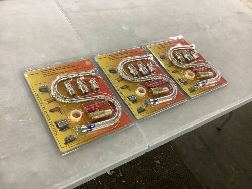 Lot of (3) 24" Universal Gas Appliance Hook-Up Kit  - Lot 617
